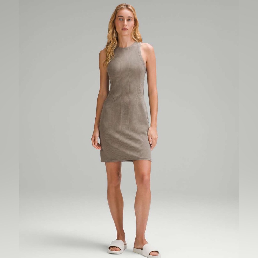 Lululemon Ribbed Softstreme Slim-Fit Tank Dress in Nomad